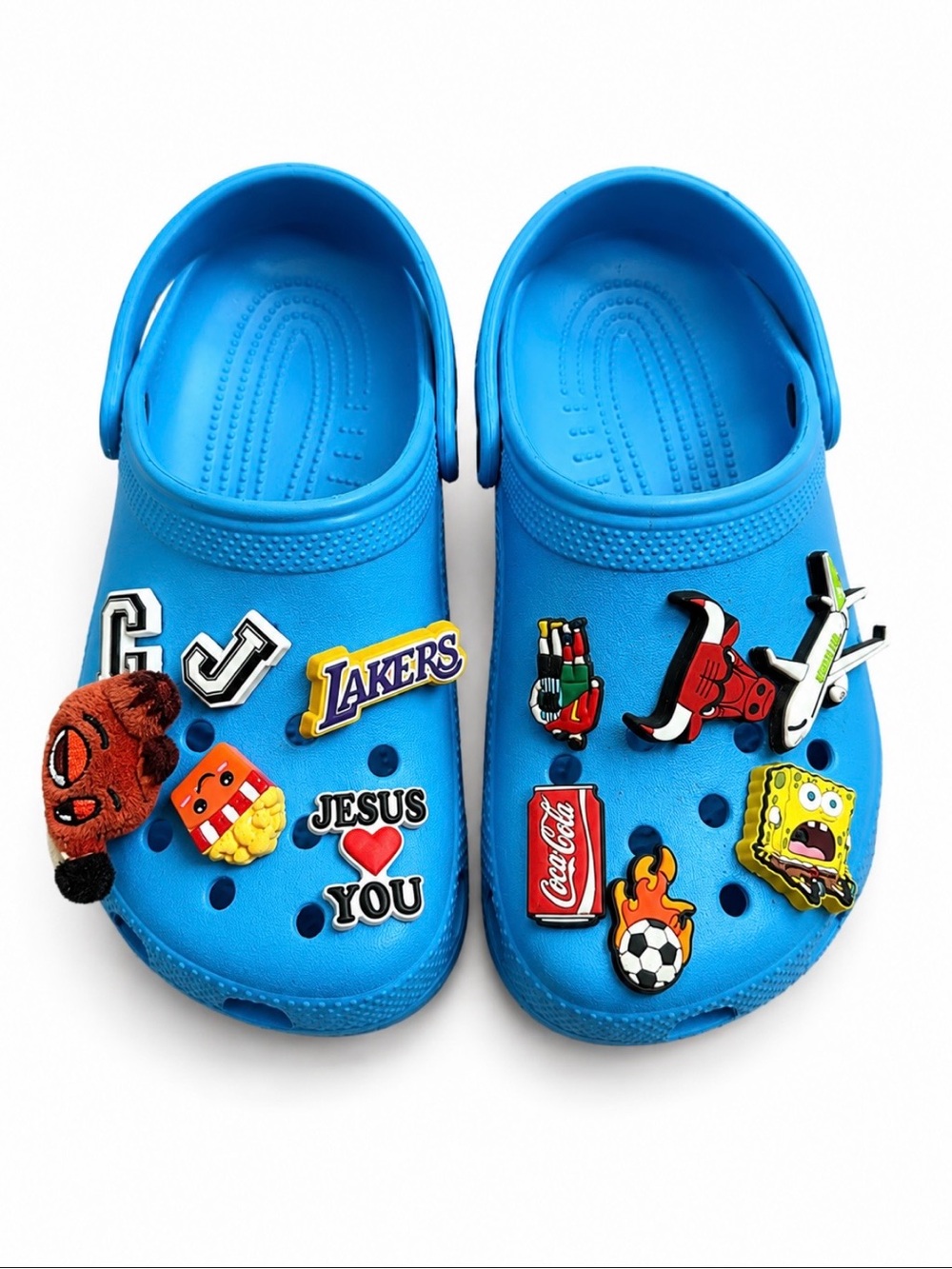 CROCS Kids Bright Blue Clog Sandals with Fun Charms